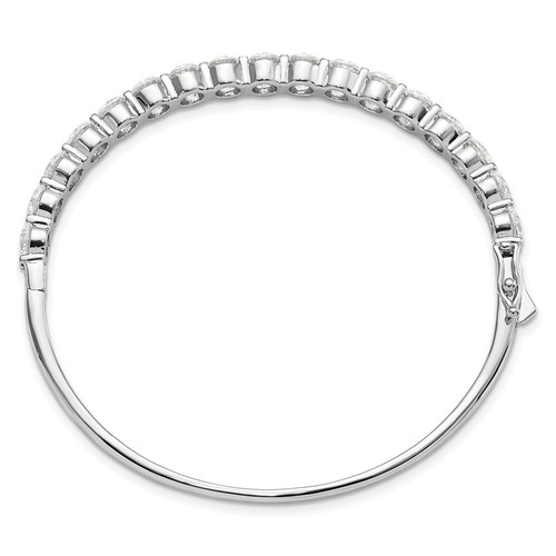 Sterling Silver Rhodium-plated 17 Stone Cubic Zirconia Hinged Bangle Bracelet - 第 2/4 張圖片