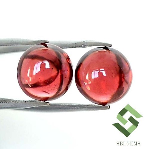 Certified Natural Red Garnet Round Cabochon Pair 8 mm 5.04 CTS Loose Gemstones - Picture 7 of 7