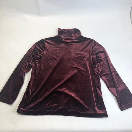 Susan Graver Samt Rollkragen Oberteil Langarm Pullover Burgund L - Bild 6 von 8