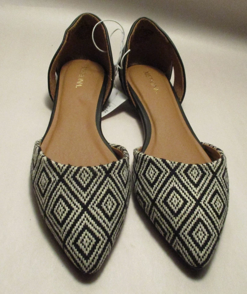 Nuevo con etiquetas Merona Celina Mujer 7.5M Negro/Natural Recorte Geométrico Punta Plana Foto 3 de 4