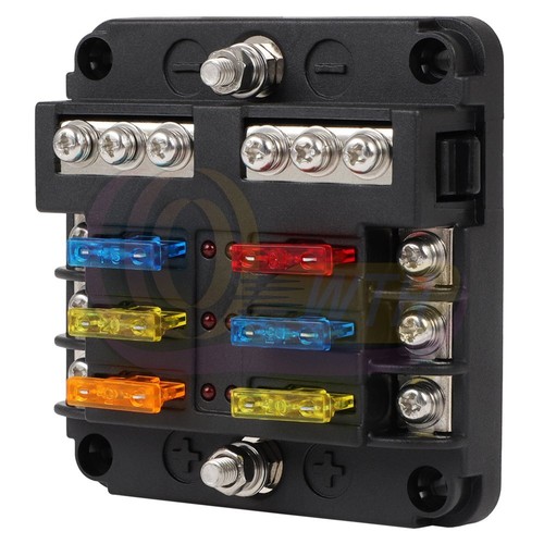 6-Way Fuse Box Block Holder With Sticker Label For Car Marine Boat Waterproof - Imagen 6 de 11