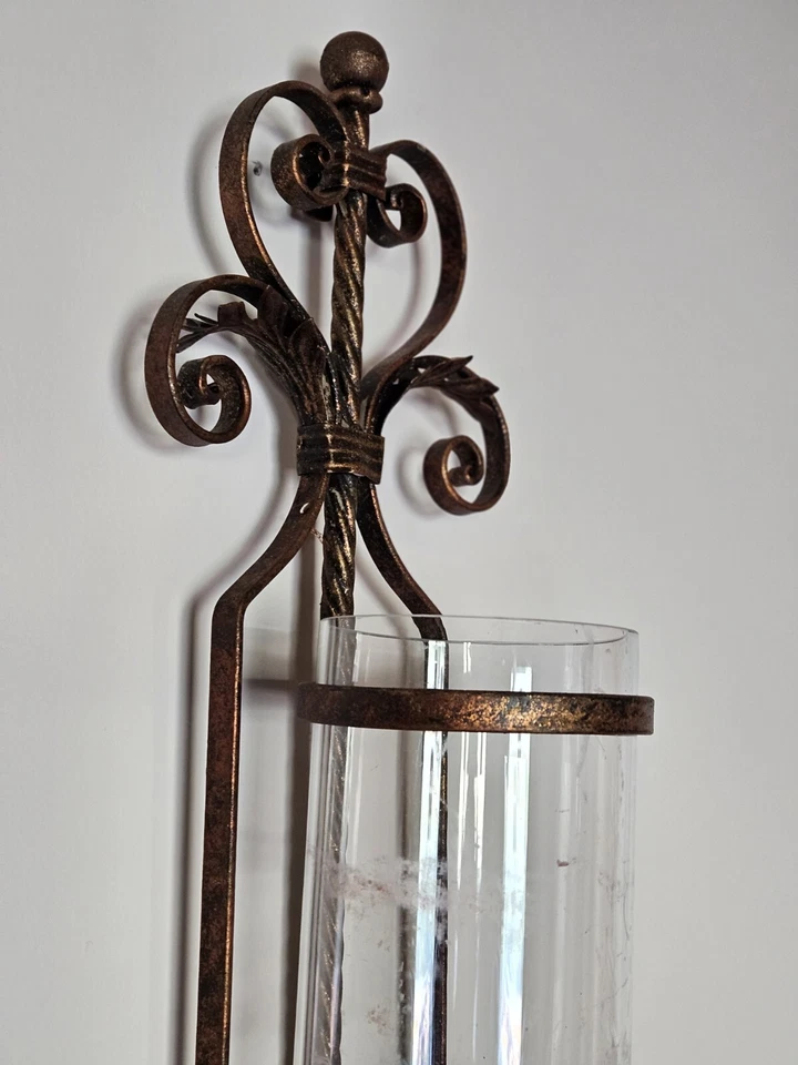 Apliques de hierro/vidrio de pared toscano (juego de dos) Foto 2 de 4