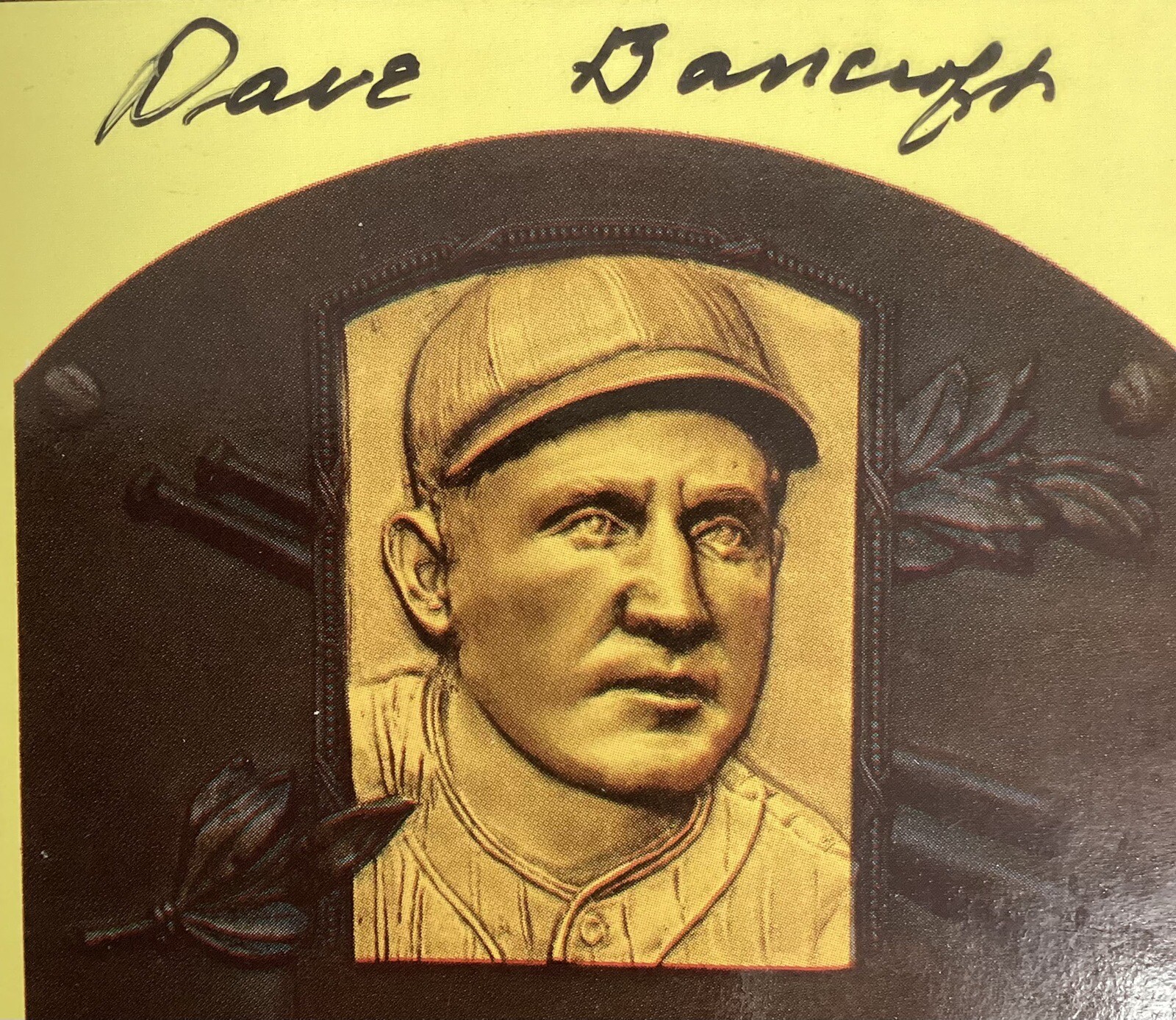 Dave Bancroft Signed Gold HOF Plaque Postcard Yellow Autograph Phillies