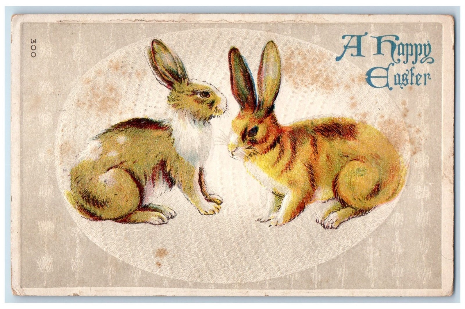 1911 Happy Easter Egg Bunny Rabbits Embossed Roanoke Illinois IL Posted