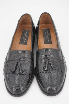 MEZLAN PLATINUM RODEO MENS BLACK CROCODILE TASSEL LOAFERS SIZE 9 M MADE IN SPAIN MEZLAN Platinum Loafers Rodeo 1129 C Crocodile Tassel Black  main image 2