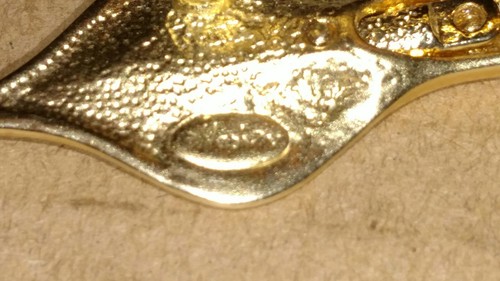 Vintage Napier Goldtone Orchid Flower Pin 3" - Picture 3 of 4