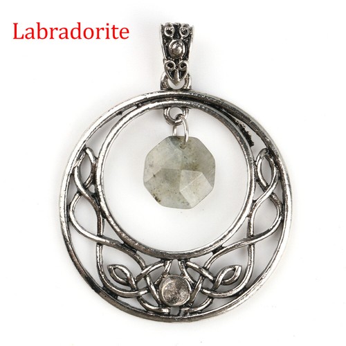 Chakra Crystal Gems Hexagonal Faceted Celtic Hoop Pendant Charm Women Jewellery - Picture 13 of 18
