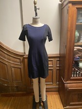 Ann Taylor Loft~ Women's Size 4p Black Navy Knit Dress ~Back Zipper~Short Sleeve