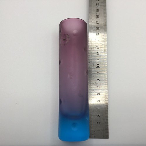 Glass vase, frosted glass, bubbles, 16cm, possibly Japanese blue purple - Picture 7 of 10