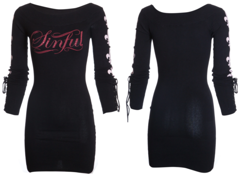 Sinful by Affliction Women's Sweater Dress Electra Biker Tattoo - Picture 1 of 8