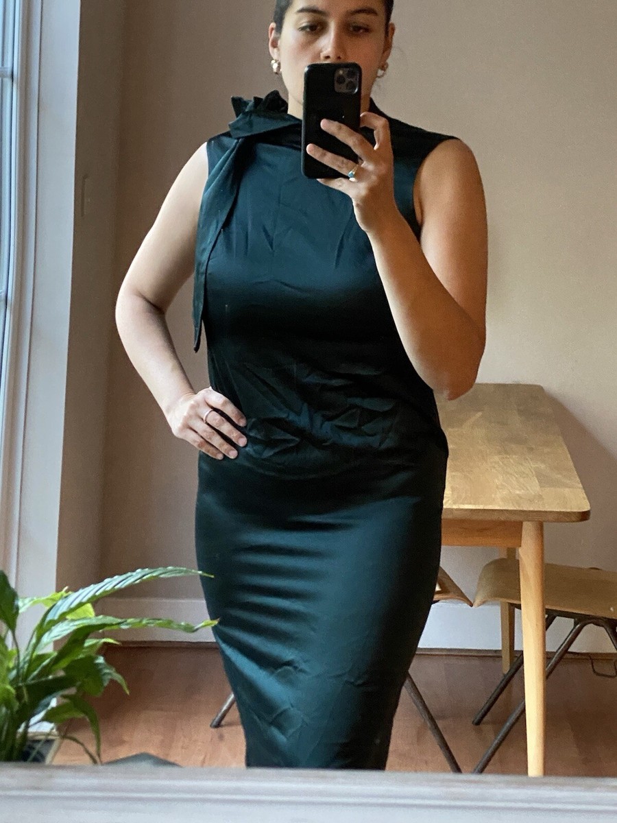 French Connection Emerald Green midi Evening Dress / Cocktail Dress M |  eBay UK