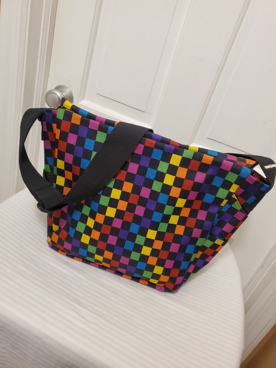 【AAKE】(2-WAY) DOT SQUARE BAG YAK PAK Colorblock Large Flap Close Messenger BAG, Retro
