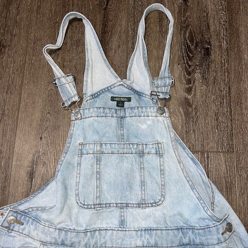 Denim Jean Blue Distressed Overall Shorts Shortalls Wild Fable Womens Size Large - Imagen 3 de 5