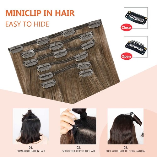Clip In Real Remy Human Hair Extensions Double Weft Weave Sew In Indian Hair7pcs - Bild 6 von 69