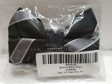 Children's Bow tie 0-8 Years Stone grey  Black Stripe New 3.5" Wide