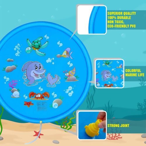 Sprinkler Wasser Spielmatte 170cm Splash Pad Kinder Matte Sommer Wasserspiel Fun - Bild 9 von 12