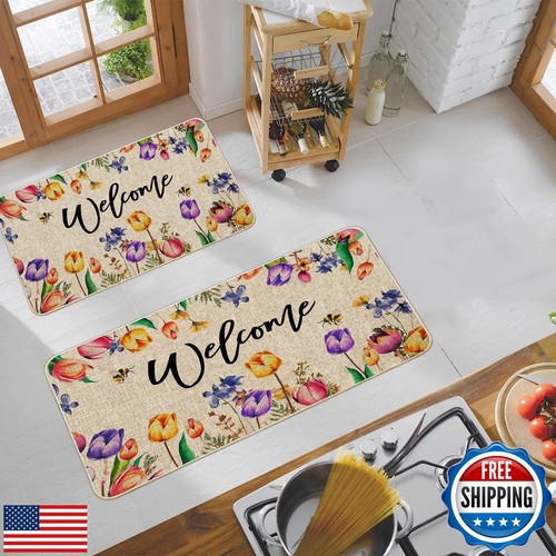 Baccessor Summer Tulips Welcome Doormat Indoor Outdoor Rug Purple Pink Floral - Picture 4 of 5