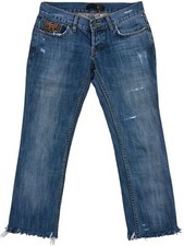 Jeans donna Just Cavalli denim dritto blu cotone tasca bottoni zip taglia 27