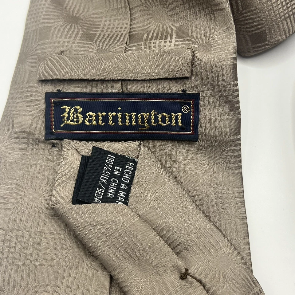 Barrington Marrón Tostado Geométrico Sólido Vintage Seda Foto 2 de 4