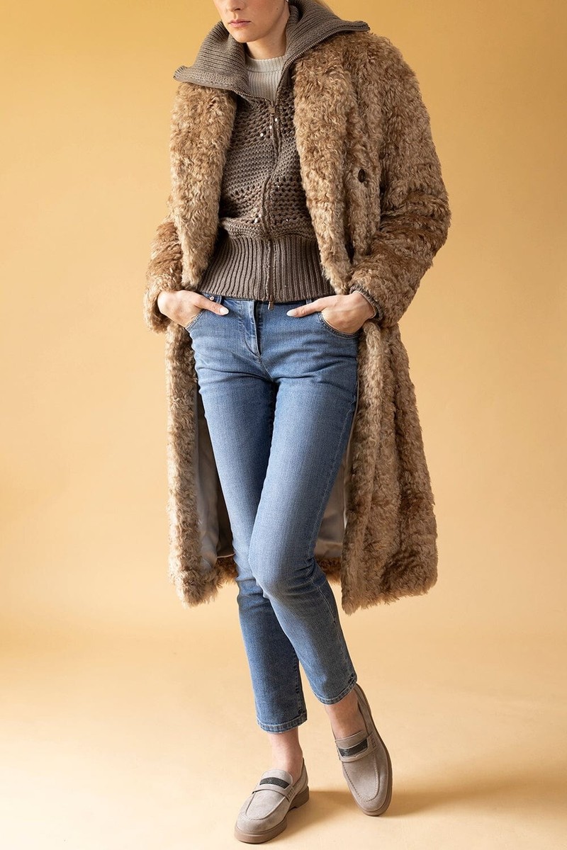 ブルネロクチネリ Brunello Cucinelli Mohair Jacket BRUNELLO CUCINELLI Curly Mohair Coat in Camel Size IT 42