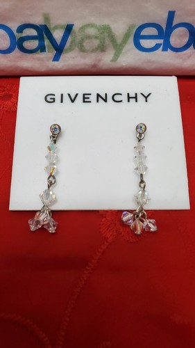 Givenchy Silvertone Clear Crystal Dangle Post Earrings - Picture 9 of 9