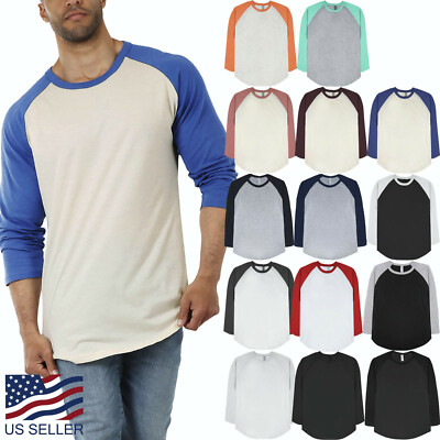 Download Mens Baseball Raglan 3/4 Sleeve T Shirt Jersey Casual Tee ...