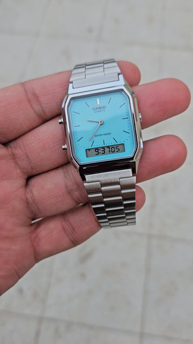 Casio AQ-230 Retro Dual Time Watch - Ice Blue Color | Unisex - Video 1 of 1