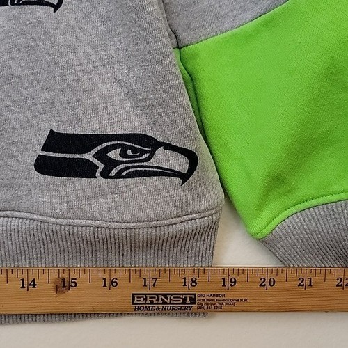 NFL Seahawk Gray Graphic Green Colorblock Long Sleeves Sweatshirt Junior 11/13 - Picture 10 of 15