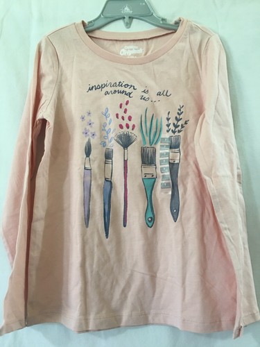 NWT OshKosh Art Painter Tee Shirt Top Girls Long Sleeve Pink many sizes - Picture 2 of 4