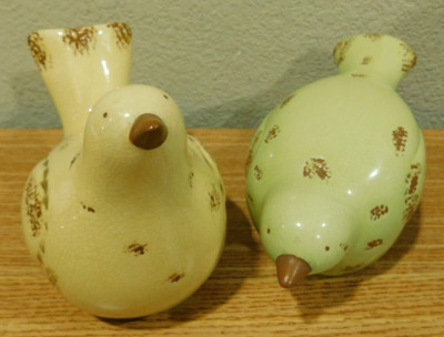 Vintage Nellie Bird Set With Crackle Glaze 2 Piece Lot Home Decor .