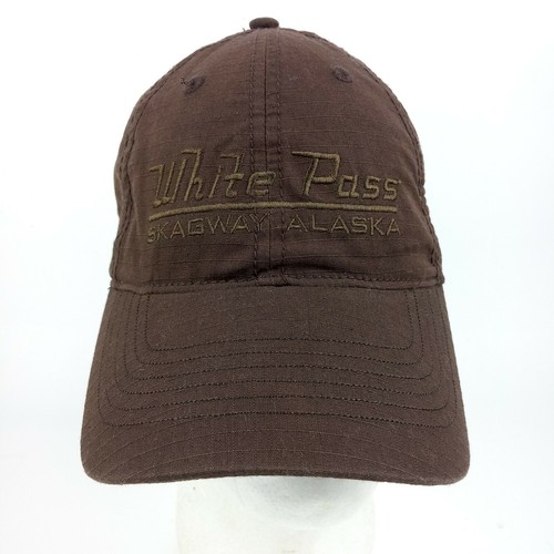 White Pass Skagway Alaska Strapback Cap Embroidered Brown Railroad W.P. & Y.R. - Picture 2 of 9