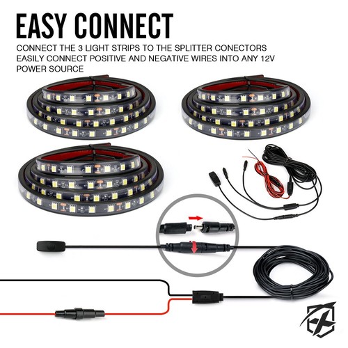 3PCS 60 Inch White Bed Light Strip 270 LED w/ On/Off Switch Fuse Splitter Cable - Bild 7 von 7