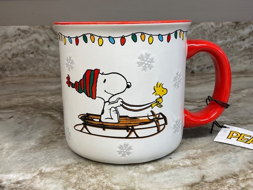 Large Coffee Mug Snoopy And Woodstock On Winter Sled. Peanuts. New. - Picture 3 of 13
