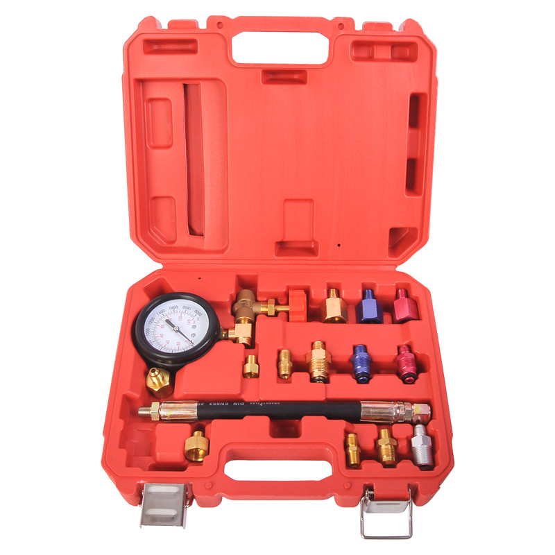 Automotive Power Steering Tester Car Repair Tool Set 2000 PSI Gauge 13 Adapters