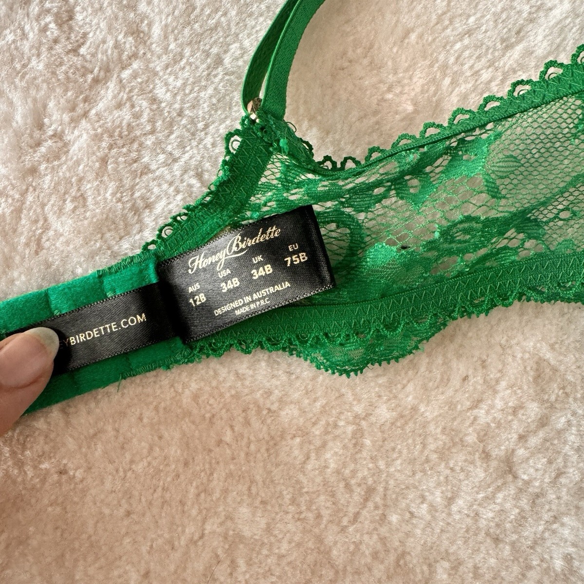 Honey Birdette Laura Emerald Green Bra 34B | eBay