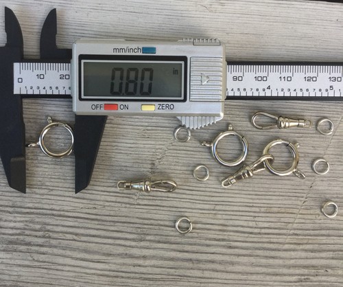 5 Sets SILVER Tone Pocket Watch Chain End Clasp Spring Ring Swivel Clip Repair - Picture 4 of 6