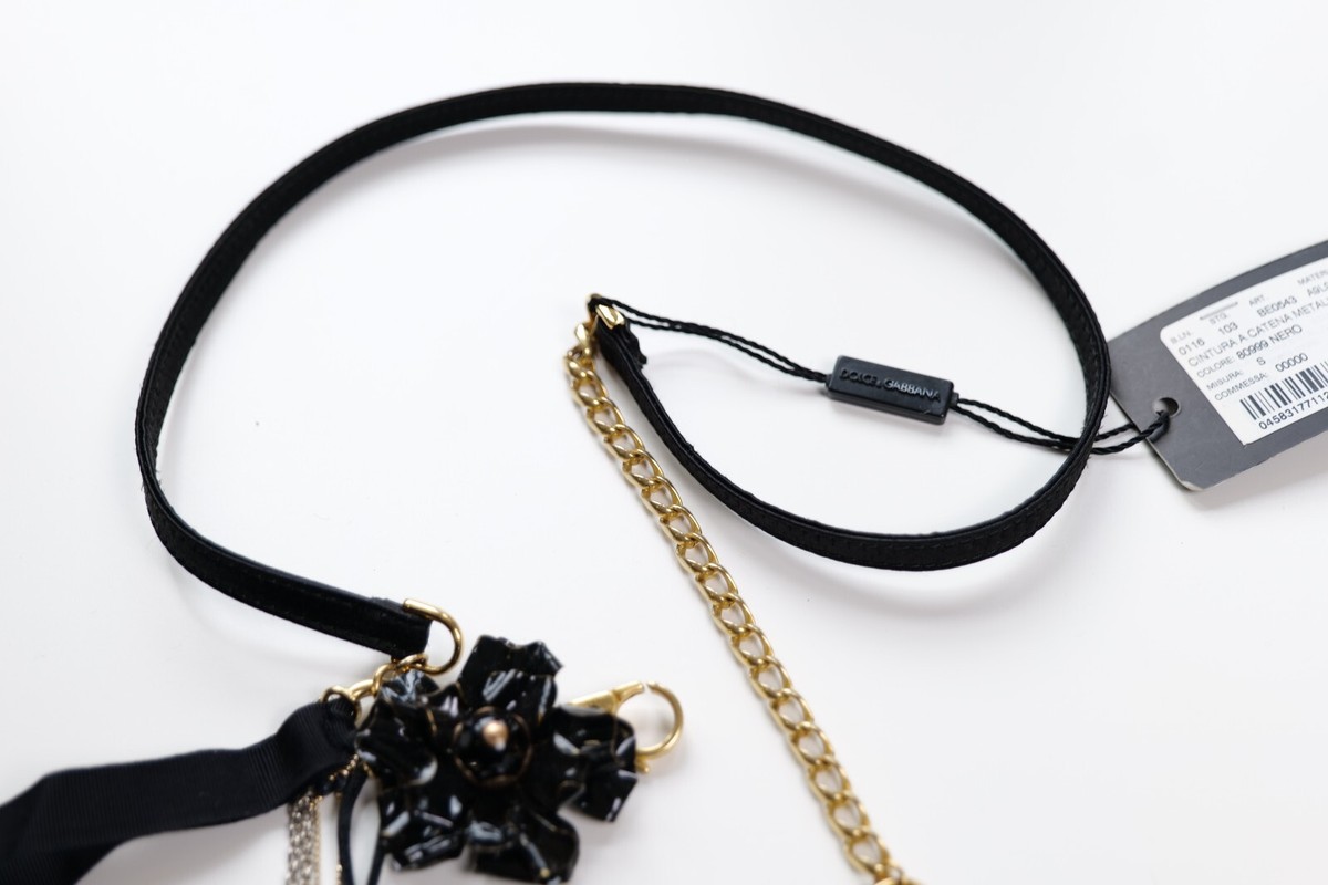 Dolce & Gabbana Vintage Gold Unique Flower Charm Leather Belt Dolce & Gabbana - Floral Print Leather Belt | Mitchell Stores main image 4