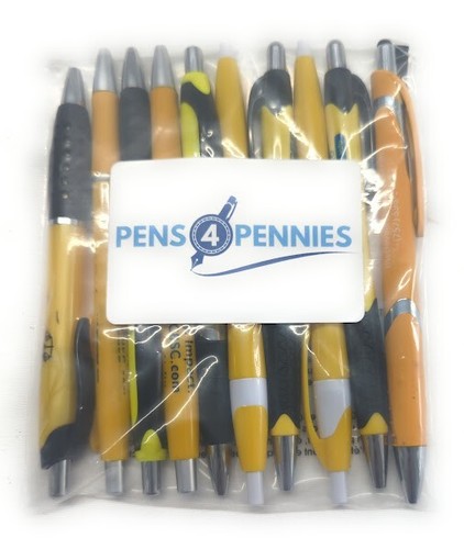 Bulk Misprint Pen Lots: YELLOW NEON LEMON Ballpoint Click Pens: 10/30/100/500 - Picture 2 of 9