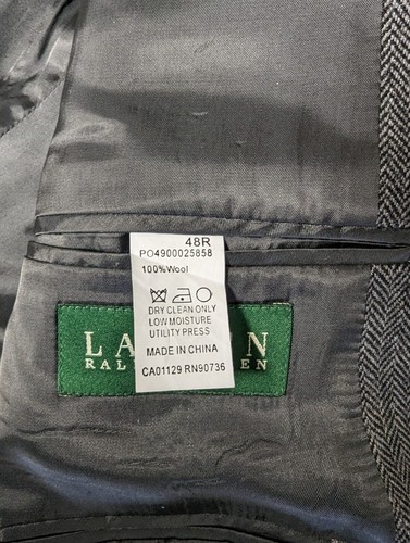 VTG Lauren by Ralph Lauren Sport Coat Blazer Herringbone Sz 48R - Picture 5 of 7