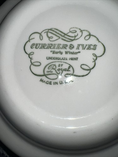 Vintage Currier & Ives Blue 16 Pcs Dinnerware Set 4Pcs Place Setting Service 4 - Picture 7 of 8