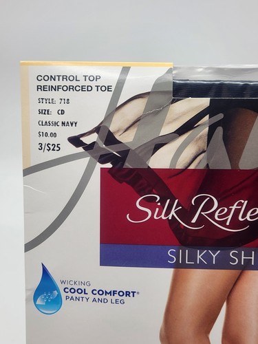 Hanes Silk Reflections Control Top Pantyhose Size CD Classic Navy Style 718 - Picture 3 of 7
