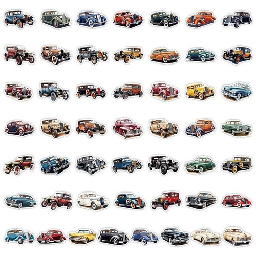 50pcs Waterproof Vinyl Stickers Classic Vintage Car Luggage Phone Laptop Window - Picture 3 of 10