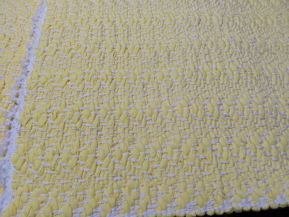 Loom Woven Handmade Summer Bright Yellow White Square Thick Placemats