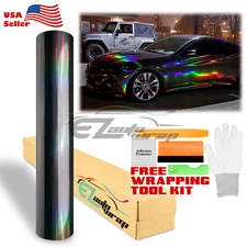 Holographic Black Rainbow Neo Chrome Car Vinyl Wrap Air Bubble Free Sticker DIY
