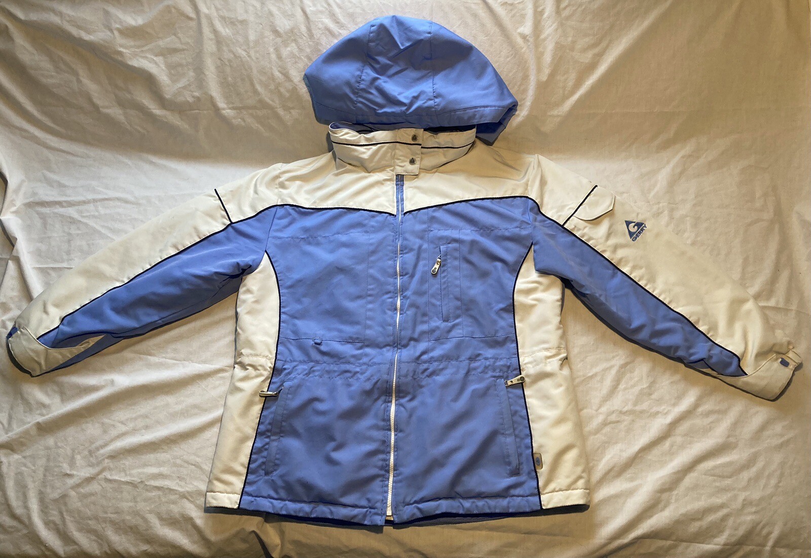 Gerry Winter Insulated Hooded Ski Jacket Womens Large blue white Coat