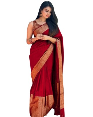 TRADITIONAL PARTY WEAR SOFT SILK INDIAN WEDDING WEAR KANJEEVARAM SAREE SARI