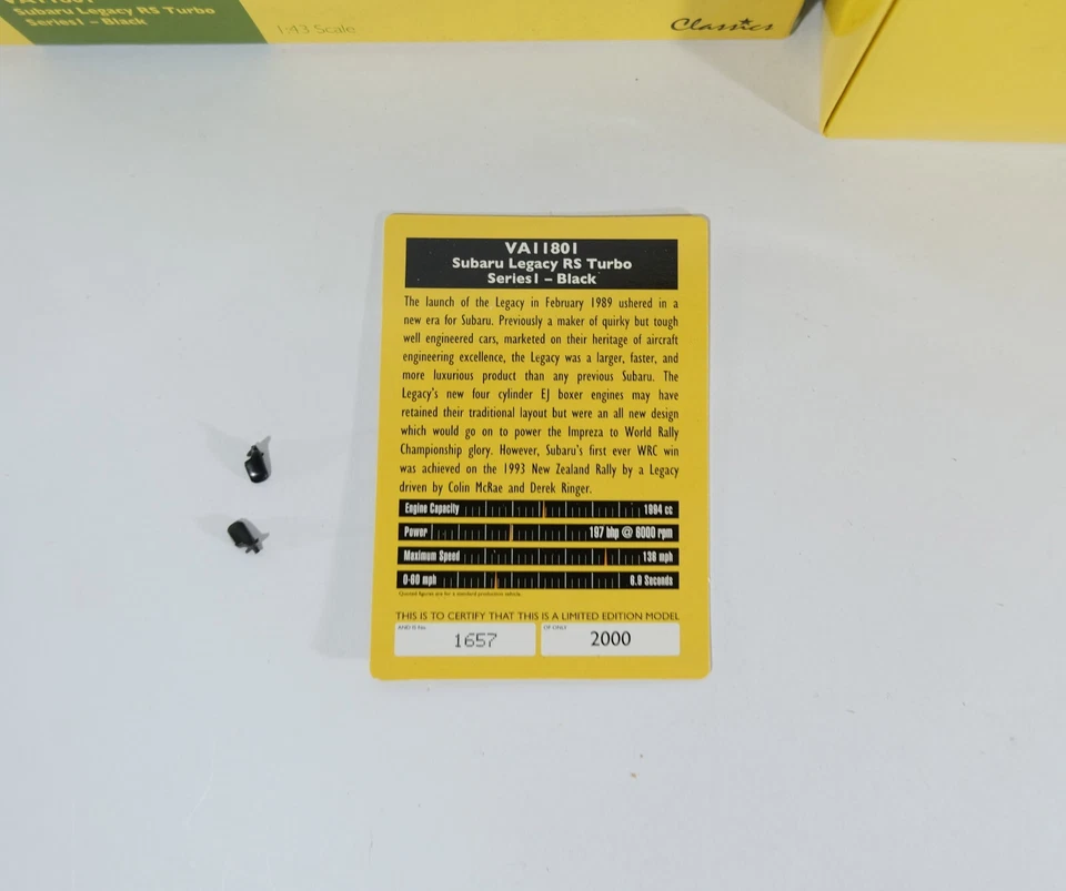 Черная модель автомобиля Corgi Vanguards VA11801 Subaru Legacy RS серии Turbo I 1:43 N2 - Изображение 2 из 4