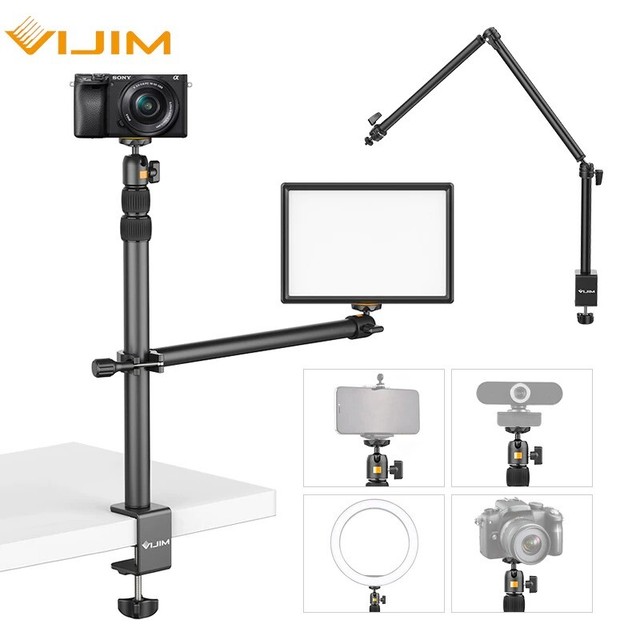 VIJIM LS01 Extend C Tripod Clamp 90cm Desk Light Stand Live Boom Arm with 1/4" B VIJIM LS01 Extend C Tripod Clamp 90cm Desk Light Stand Live Boom Arm with 1/4" B