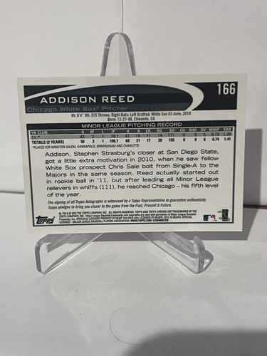 2012 Topps Chrome Rookie Autograph Auto Addison Reed #166 - Picture 2 of 2