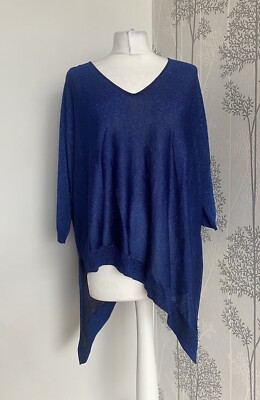 Phase Eight Ally Shimmer Blue V Neck Jumper Pullover BNWT Size Small  UK